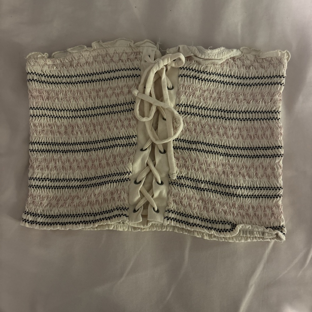 Striped Lace-Up Tube Top